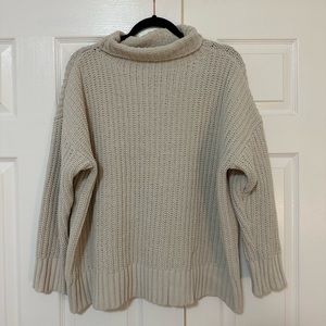Aerie Knit Cream Turtleneck Sweater in Extra Small